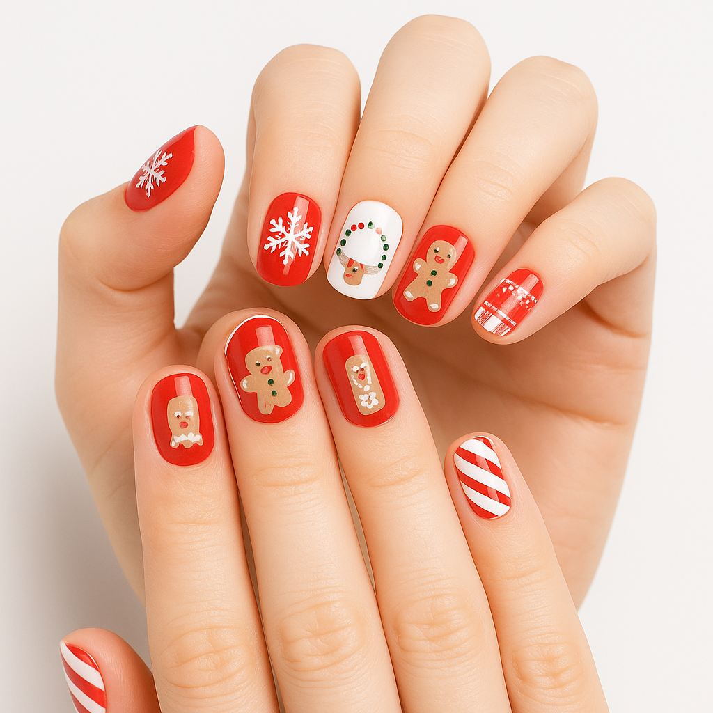 Gingerbread Holiday Press On Nails