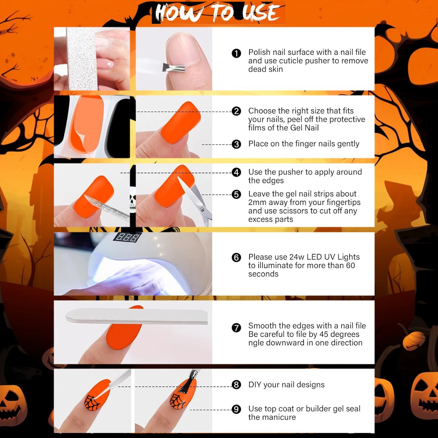 Pumpkin Spell Halloween Gel Nail Strips