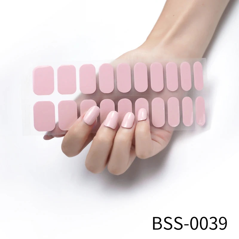 Semi-Cured Gel Nail Stickers Simple Gradient Color Adhesive Waterproof Long Lasting Gel Nail Sticker UV Lamp Need Cured Manicure