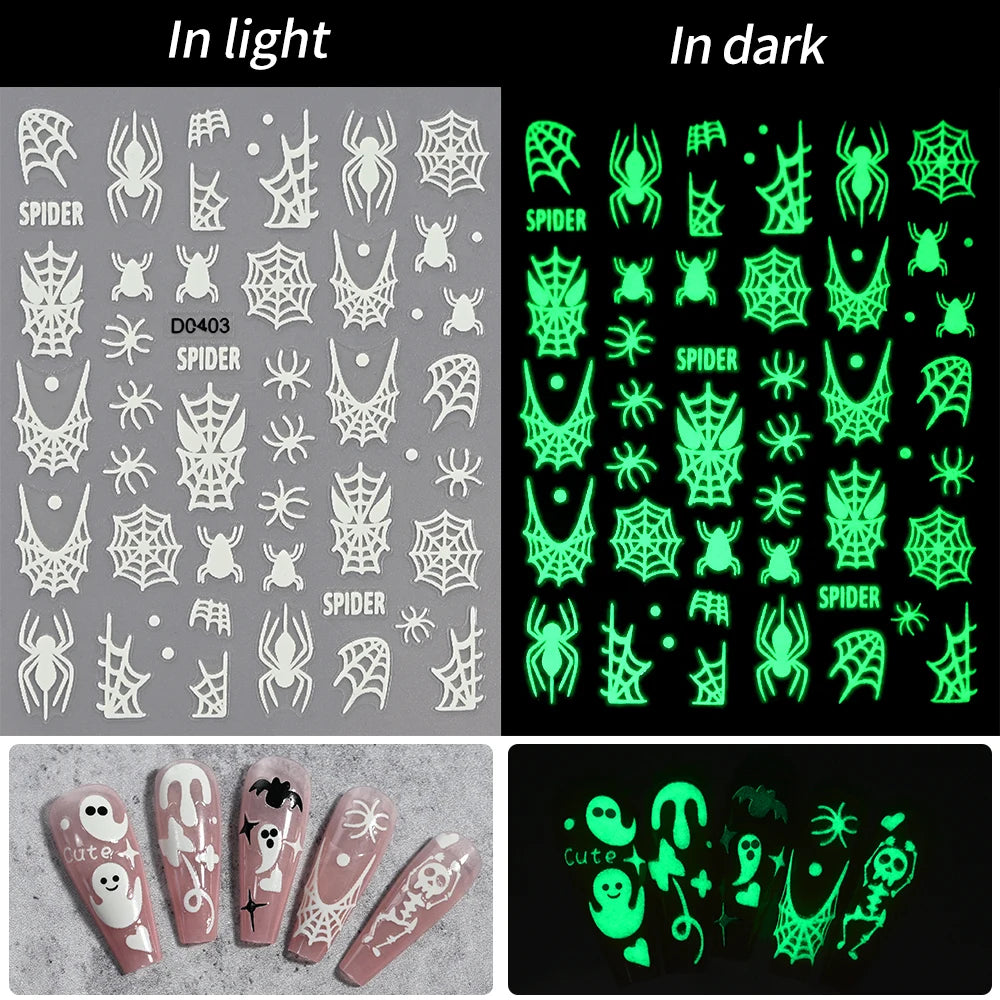 Phantom Glow Glow-in-the-Dark Halloween Nail Stickers
