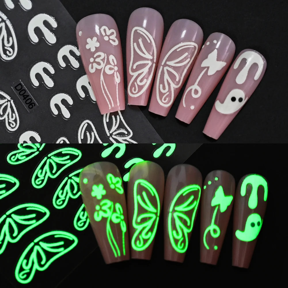 Phantom Glow Glow-in-the-Dark Halloween Nail Stickers