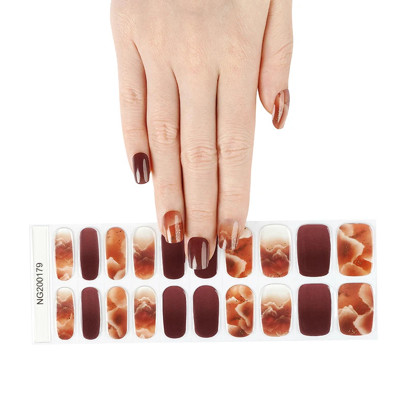 Semi-Cured Gel Nail Stickers Simple Gradient Color Adhesive Waterproof Long Lasting Gel Nail Sticker UV Lamp Need Cured Manicure