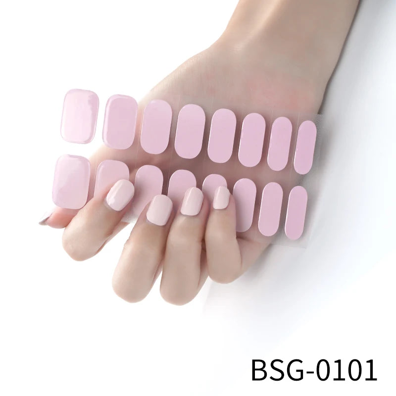 Semi-Cured Gel Nail Stickers Simple Gradient Color Adhesive Waterproof Long Lasting Gel Nail Sticker UV Lamp Need Cured Manicure
