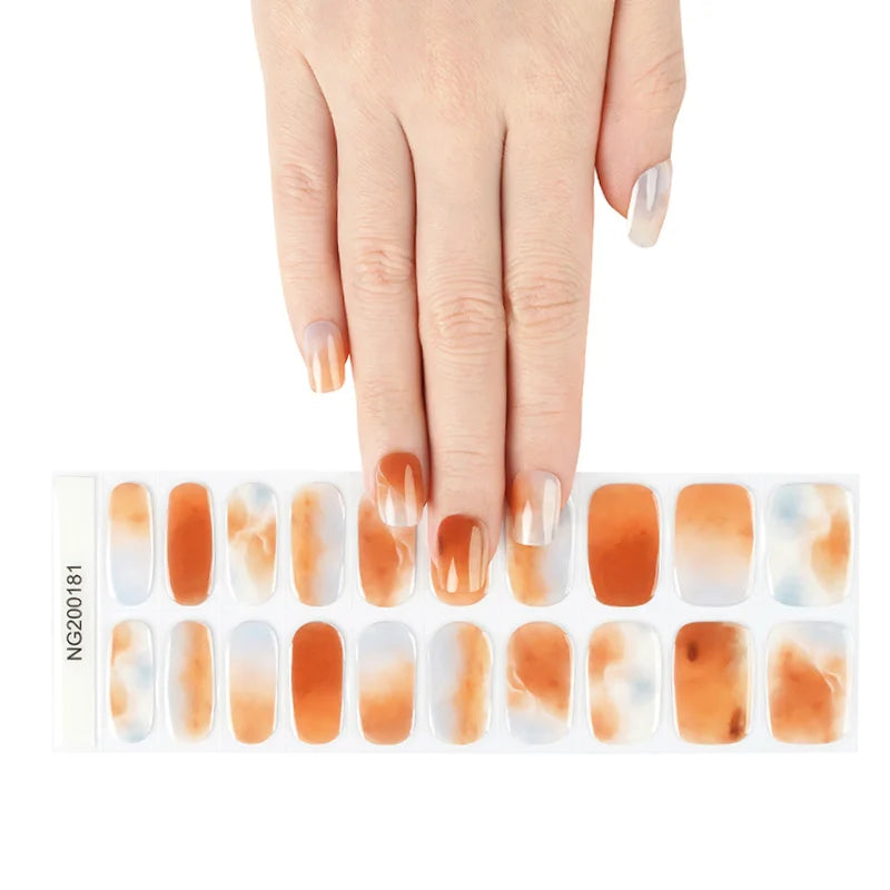 Semi-Cured Gel Nail Stickers Simple Gradient Color Adhesive Waterproof Long Lasting Gel Nail Sticker UV Lamp Need Cured Manicure