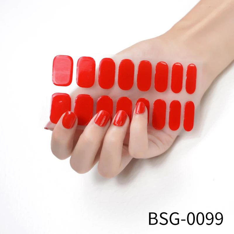 Semi-Cured Gel Nail Stickers Simple Gradient Color Adhesive Waterproof Long Lasting Gel Nail Sticker UV Lamp Need Cured Manicure