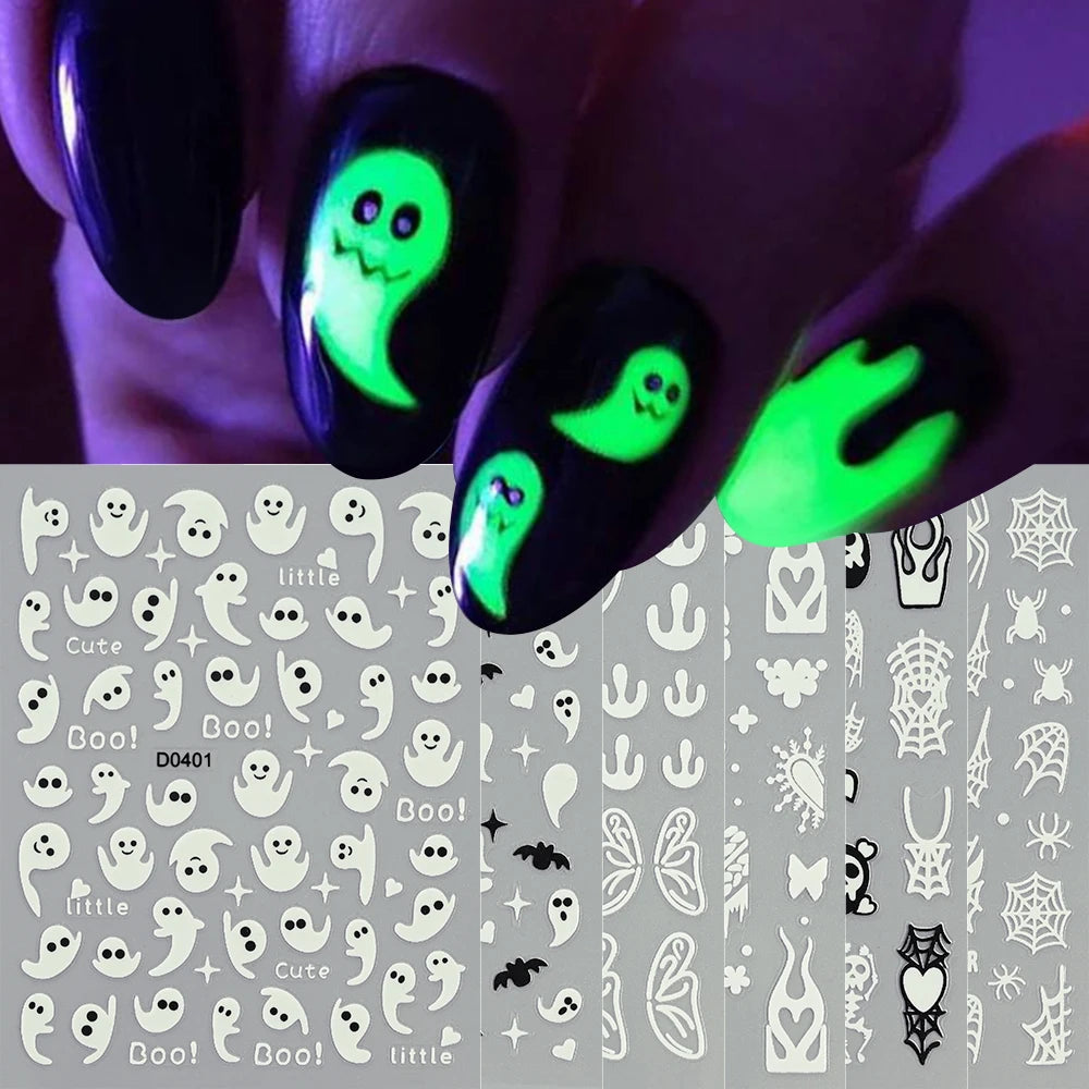 Phantom Glow Glow-in-the-Dark Halloween Nail Stickers