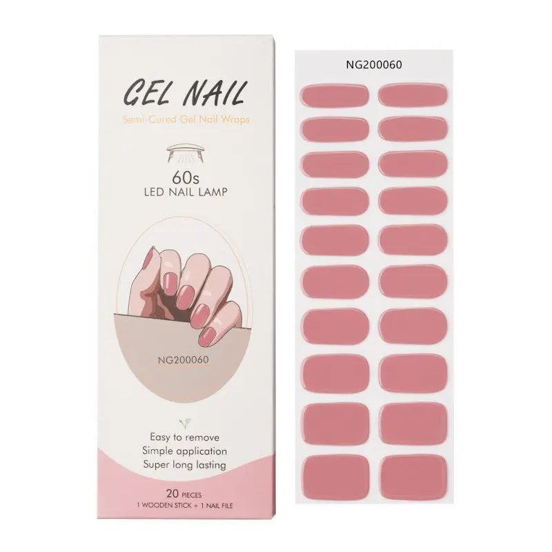 Semi-Cured Gel Nail Stickers Simple Gradient Color Adhesive Waterproof Long Lasting Gel Nail Sticker UV Lamp Need Cured Manicure