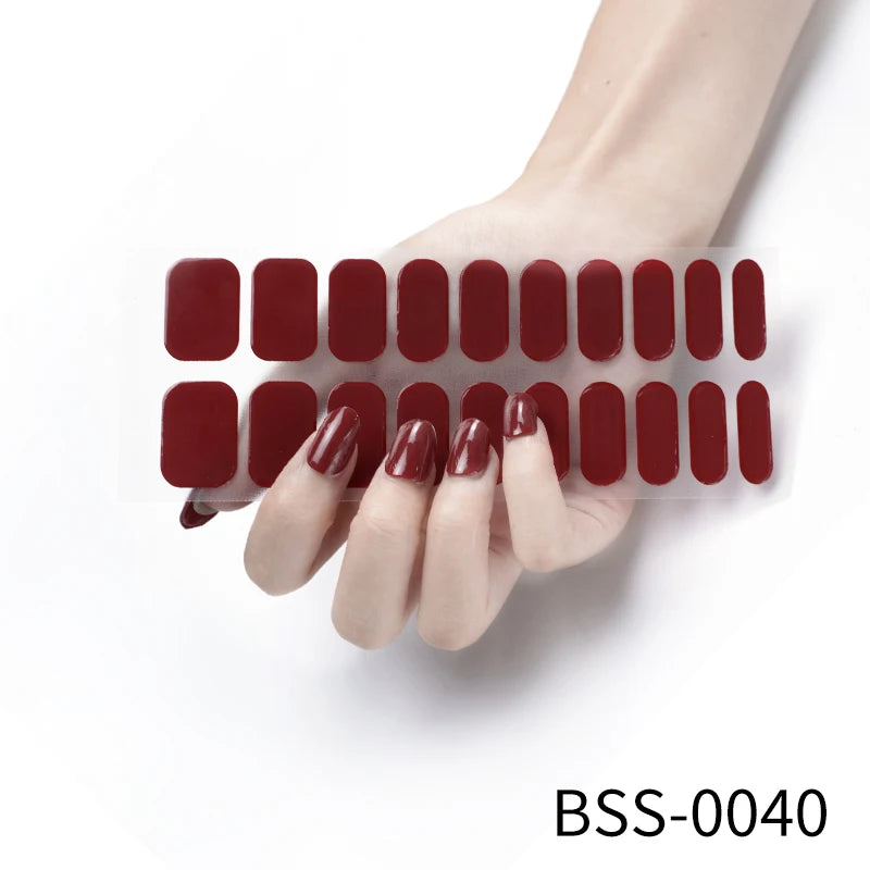 Semi-Cured Gel Nail Stickers Simple Gradient Color Adhesive Waterproof Long Lasting Gel Nail Sticker UV Lamp Need Cured Manicure