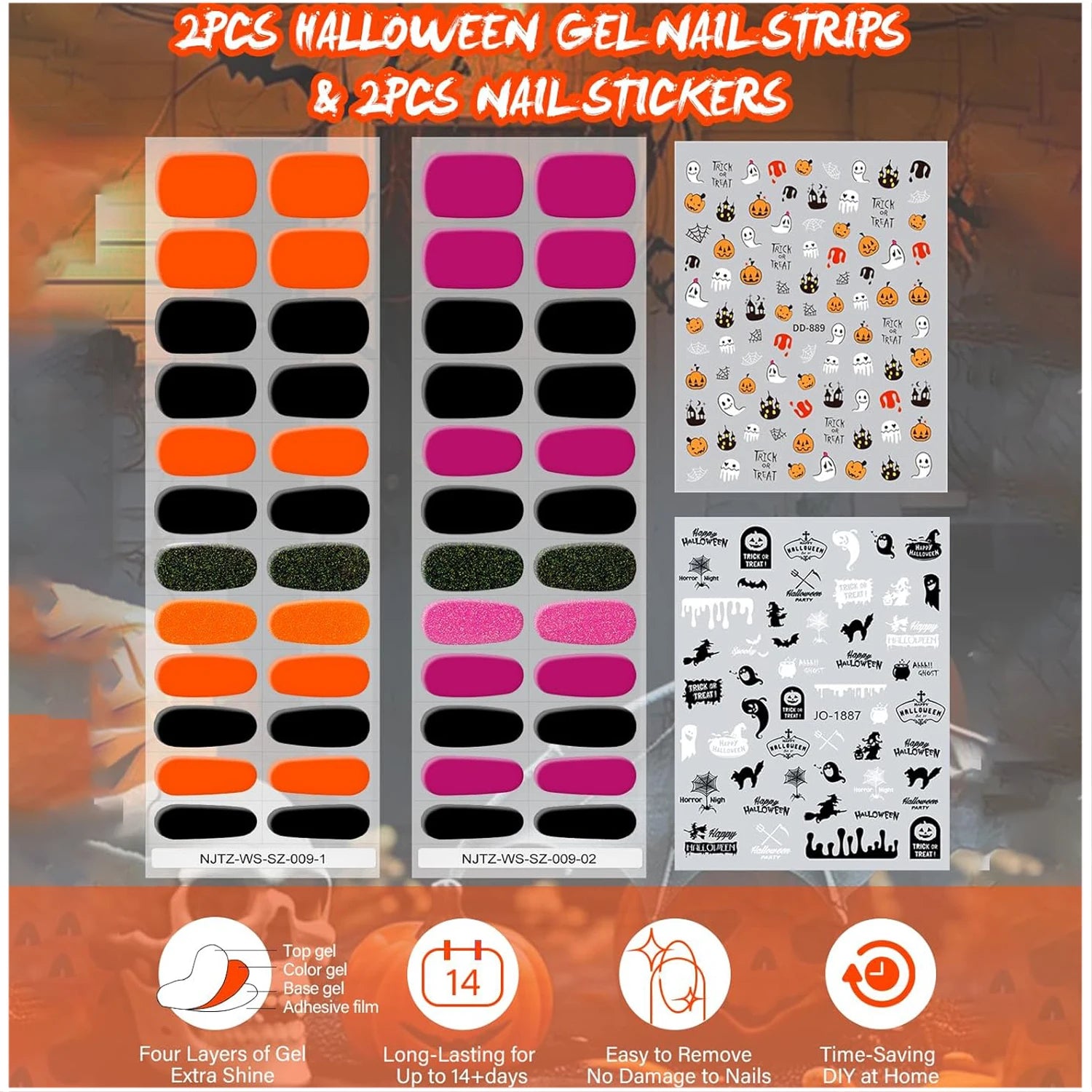 Pumpkin Spell Halloween Gel Nail Strips