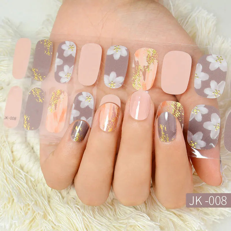 Semi-Cured Gel Nail Stickers Simple Gradient Color Adhesive Waterproof Long Lasting Gel Nail Sticker UV Lamp Need Cured Manicure