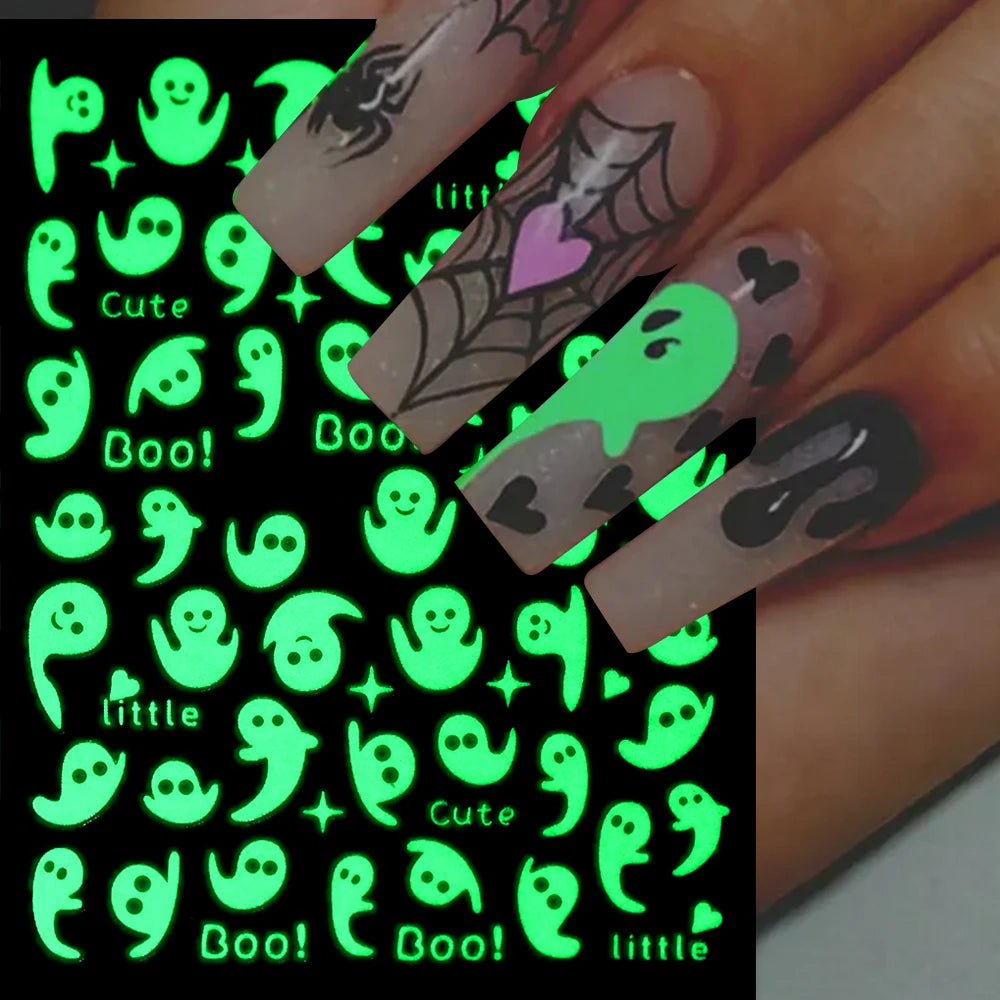 Phantom Glow Glow-in-the-Dark Halloween Nail Stickers