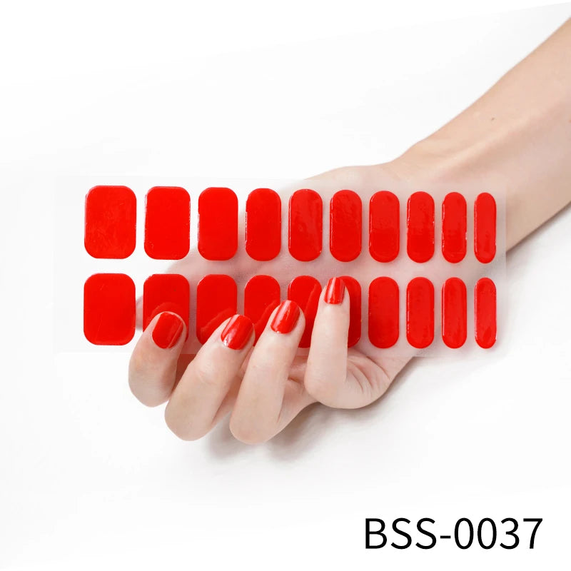 Semi-Cured Gel Nail Stickers Simple Gradient Color Adhesive Waterproof Long Lasting Gel Nail Sticker UV Lamp Need Cured Manicure