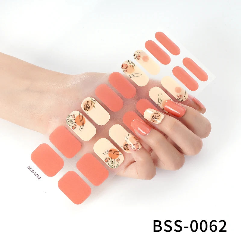 Semi-Cured Gel Nail Stickers Simple Gradient Color Adhesive Waterproof Long Lasting Gel Nail Sticker UV Lamp Need Cured Manicure