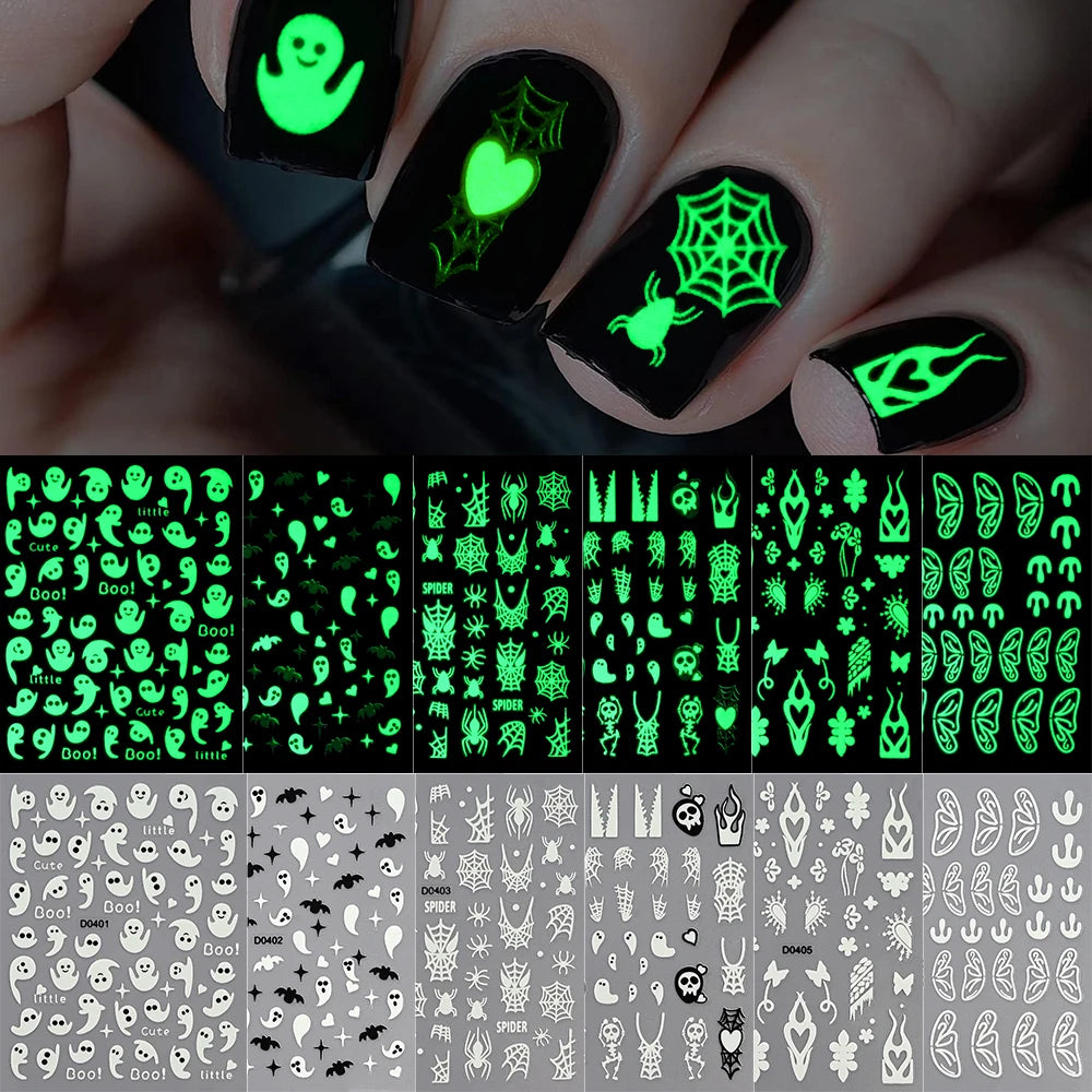 Phantom Glow Glow-in-the-Dark Halloween Nail Stickers
