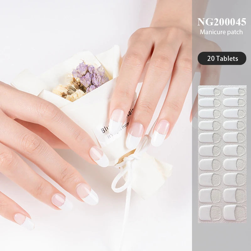 Semi-Cured Gel Nail Stickers Simple Gradient Color Adhesive Waterproof Long Lasting Gel Nail Sticker UV Lamp Need Cured Manicure