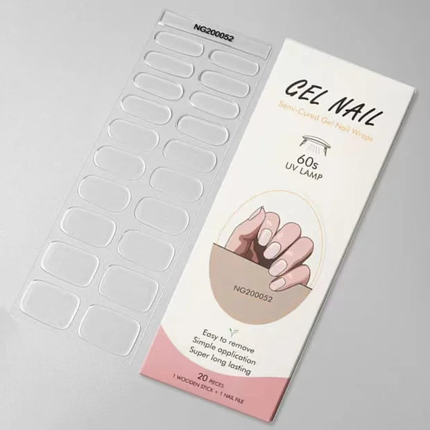 Semi-Cured Gel Nail Stickers Simple Gradient Color Adhesive Waterproof Long Lasting Gel Nail Sticker UV Lamp Need Cured Manicure