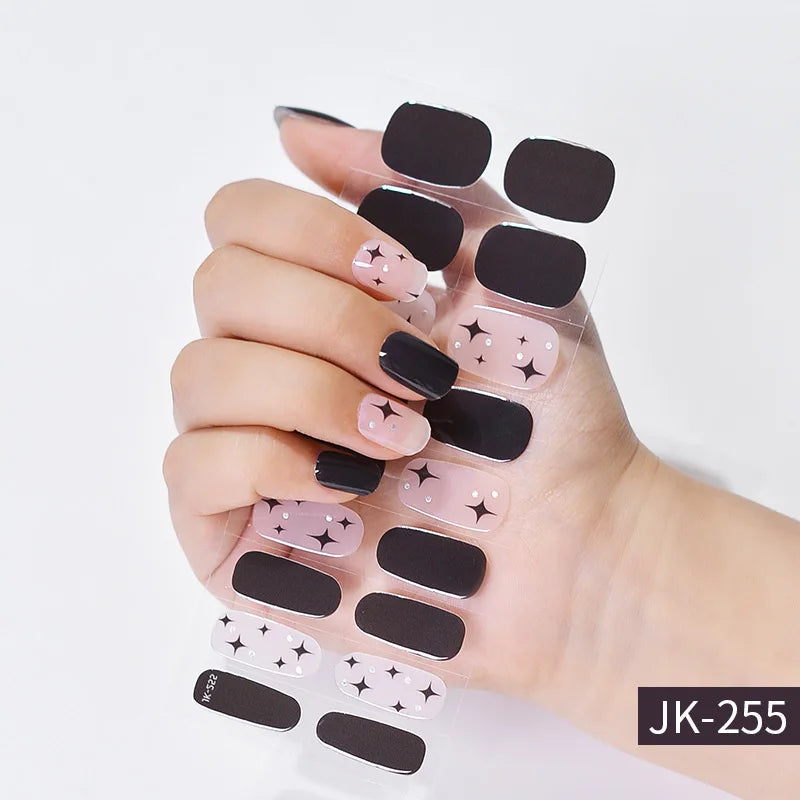 Semi-Cured Gel Nail Stickers Simple Gradient Color Adhesive Waterproof Long Lasting Gel Nail Sticker UV Lamp Need Cured Manicure